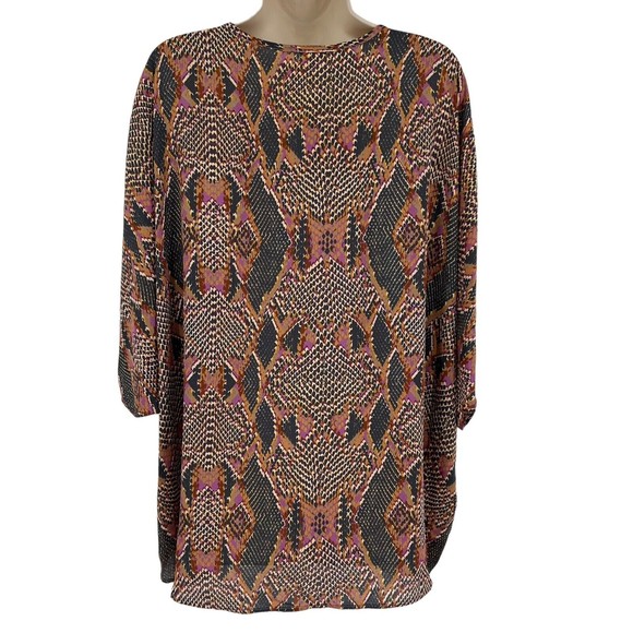 Pants Store Kimono Top Large Women's V-Neck Snake Animal Print Sheer Tunic Multi - Picture 3 of 7